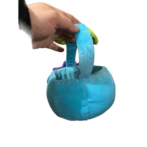 Vintage Dan Dee Dandee Plush Basket Flower with Smiley Face Blue Purple New - Picture 8 of 12